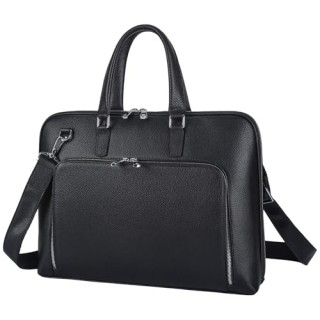 Black Leather Slim Briefcase
