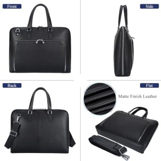 Black Leather Slim Briefcase