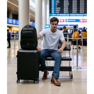 Men's Black Large Business Travel Backpack