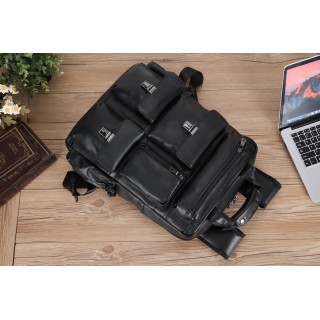 Men's Black Leather Backpack