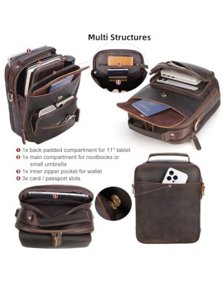 Men's Leather Crossbody Shoulder Bag