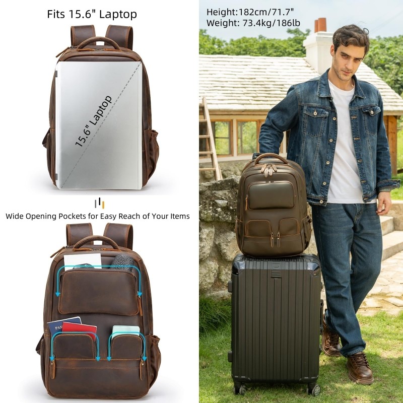 Men's Vintage Brown Travel Backpack