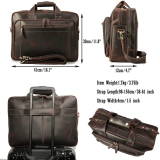 Mens Vintage Full Grain Leather Briefcase