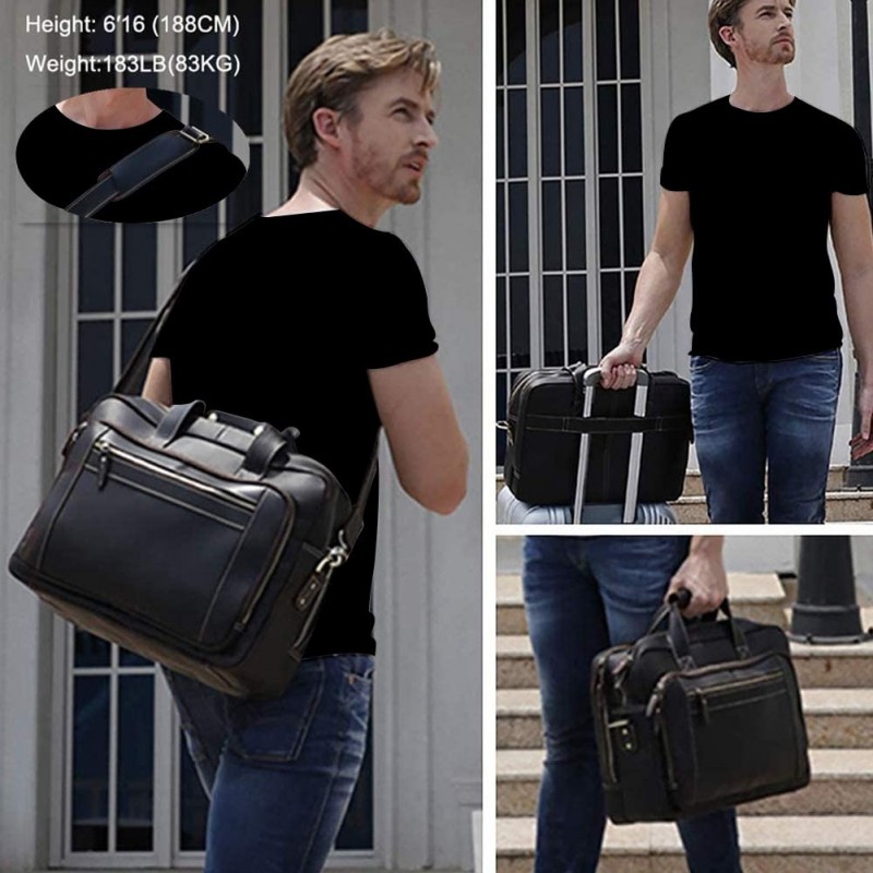 Mens Vintage Full Grain Leather Briefcase