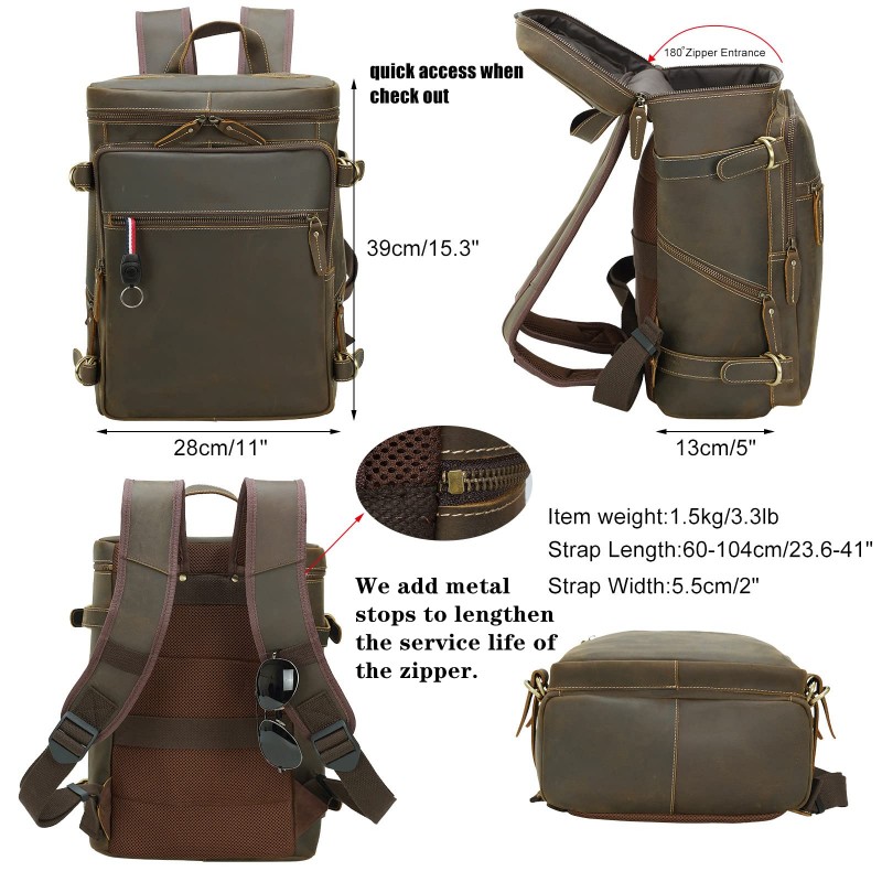 Vintage Full Grain Leather Men's Backpack